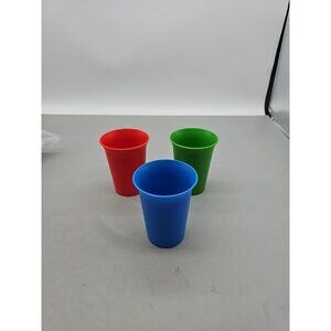 Lot of 3 Vintage Tupperware Bell Tumblers Glasses Cups Red Blue Green 7oz